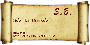 Sóti Benkő névjegykártya
